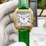 Premium Quality Fake Cartier Santos Dumont Quartz Watches Yellow Gold Diamond-set